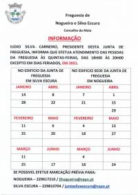 Informa��o dos dias de Atendimento das Pessoas da Freguesia