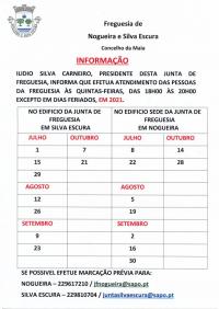 Informa��o dos dias de Atendimento das Pessoas da Freguesia